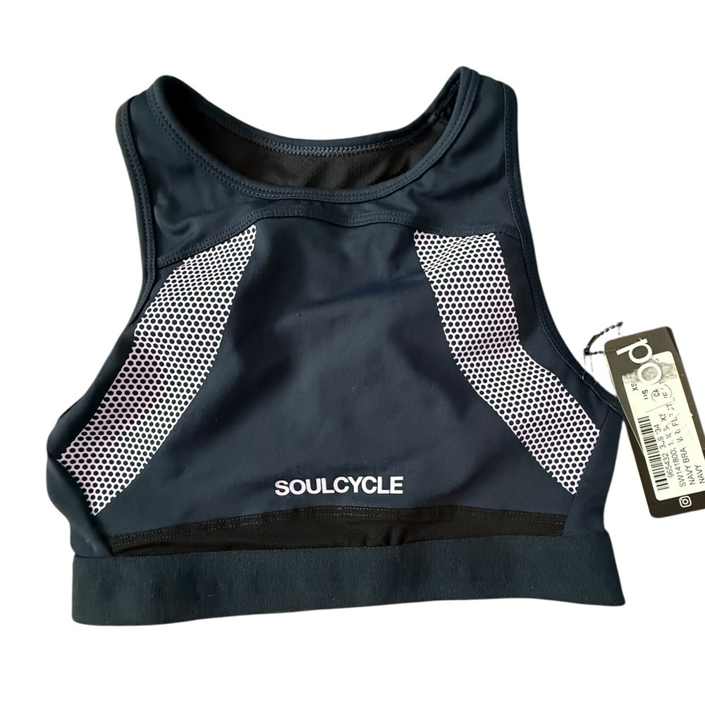 SoulCycle Women's Dark Blue and White Mesh Sports Bra